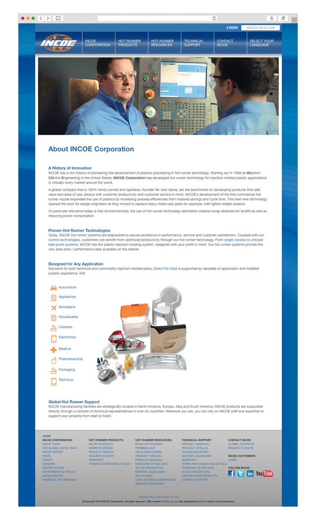Website Design for INCOE corporation by BANG! creative strategy by design