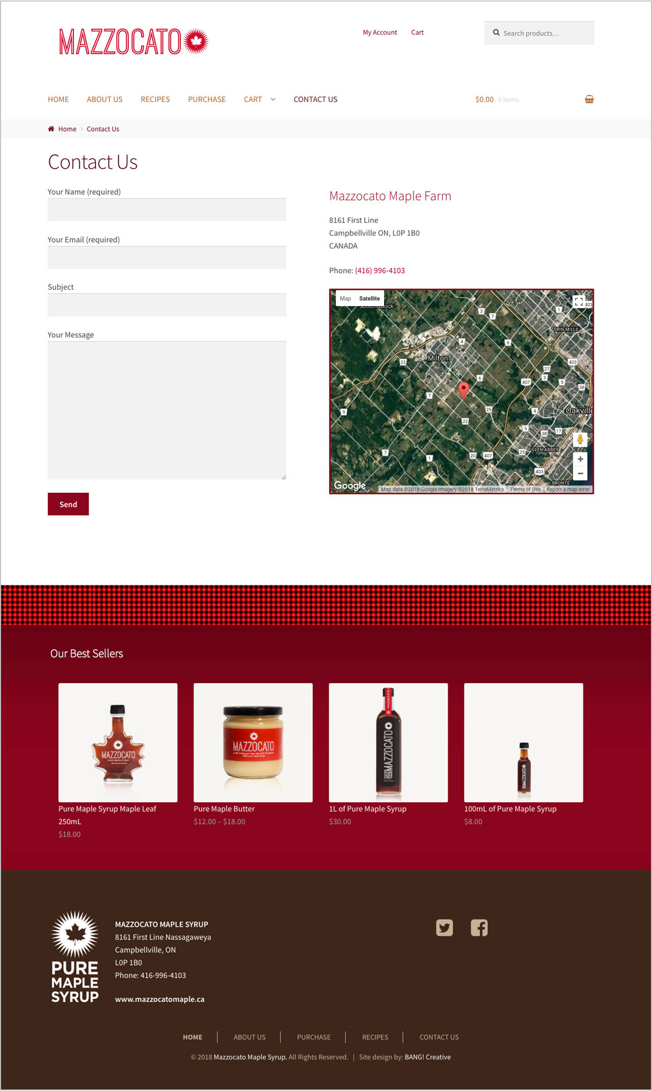 Website Design of Mazzocato Maple Syrup by BANG! creative strategy by design