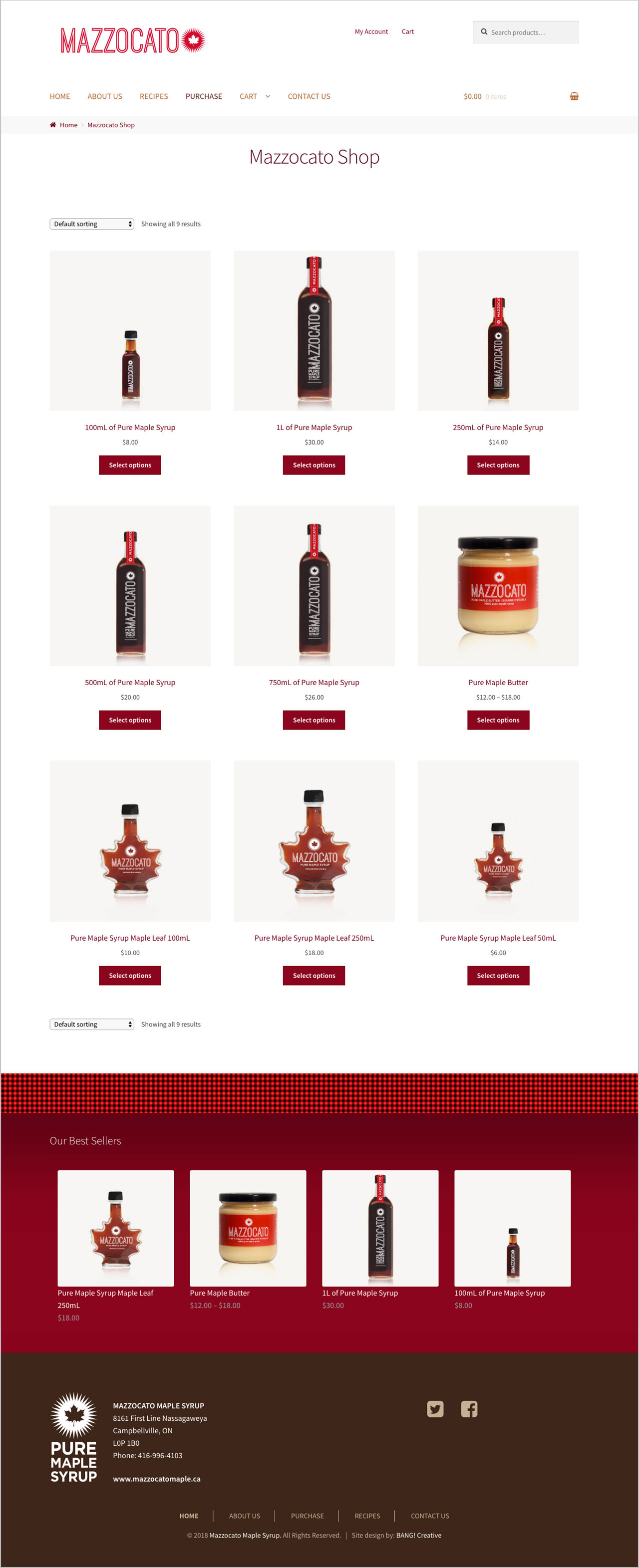 Website Design of Mazzocato Maple Syrup by BANG! creative strategy by design