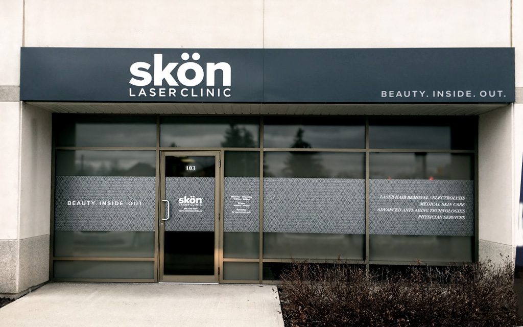 exterior signage, ooh branding, Skon Laser Clinic Brand Design by BANG! creative strategy by design