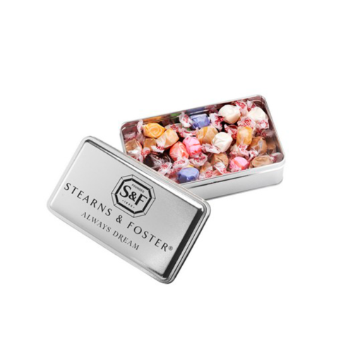 Salt Water Taffy Tin Custom Branded Merchandise by BANG! creative strategy by design